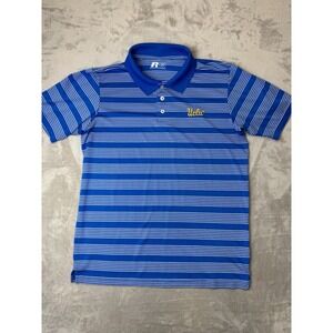 Russell Athletic UCLA Bruins Polo Shirt Men's Large Blue Striped Short Sleeve